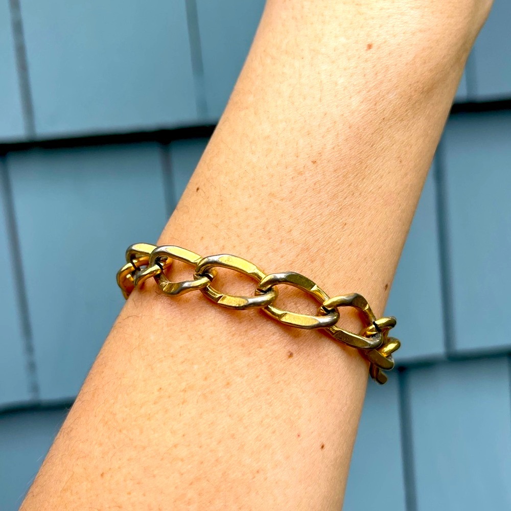 Monet Bracelet chain Linked Gold Tone Vintage 7” vintage signed marked